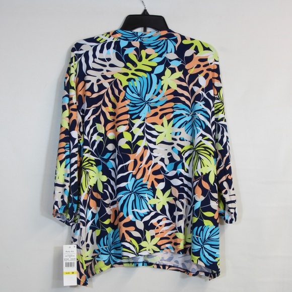 Ruby Rd. Women's Eclectic Geo Paradise Floral Long Sleeve Navy Blue Top NWT - Picture 6 of 6